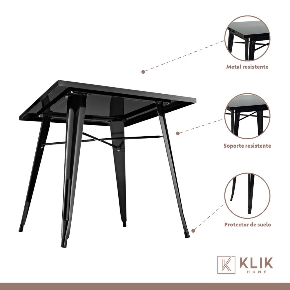 Comedor Mesa Tolix 80x80cm + 4 Sillas Tolix Negras image number 2.0