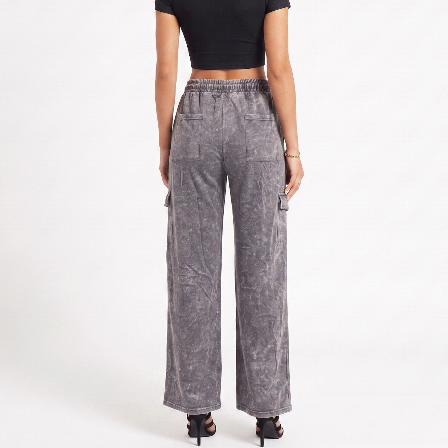 Buzo Acid Wash Cargo Wide Leg Mujer image number 2.0