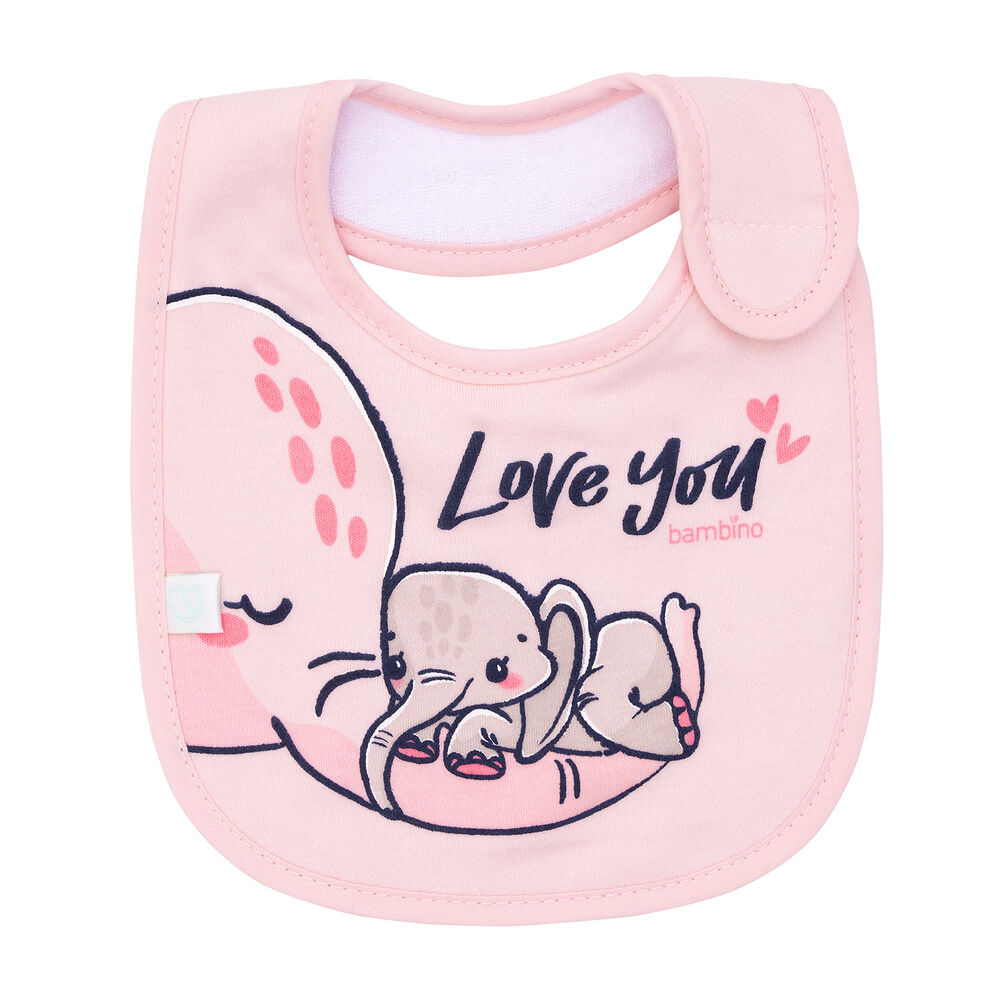 Babero De Algodón Impermeable Rosado Elefantes Niña image number 1.0