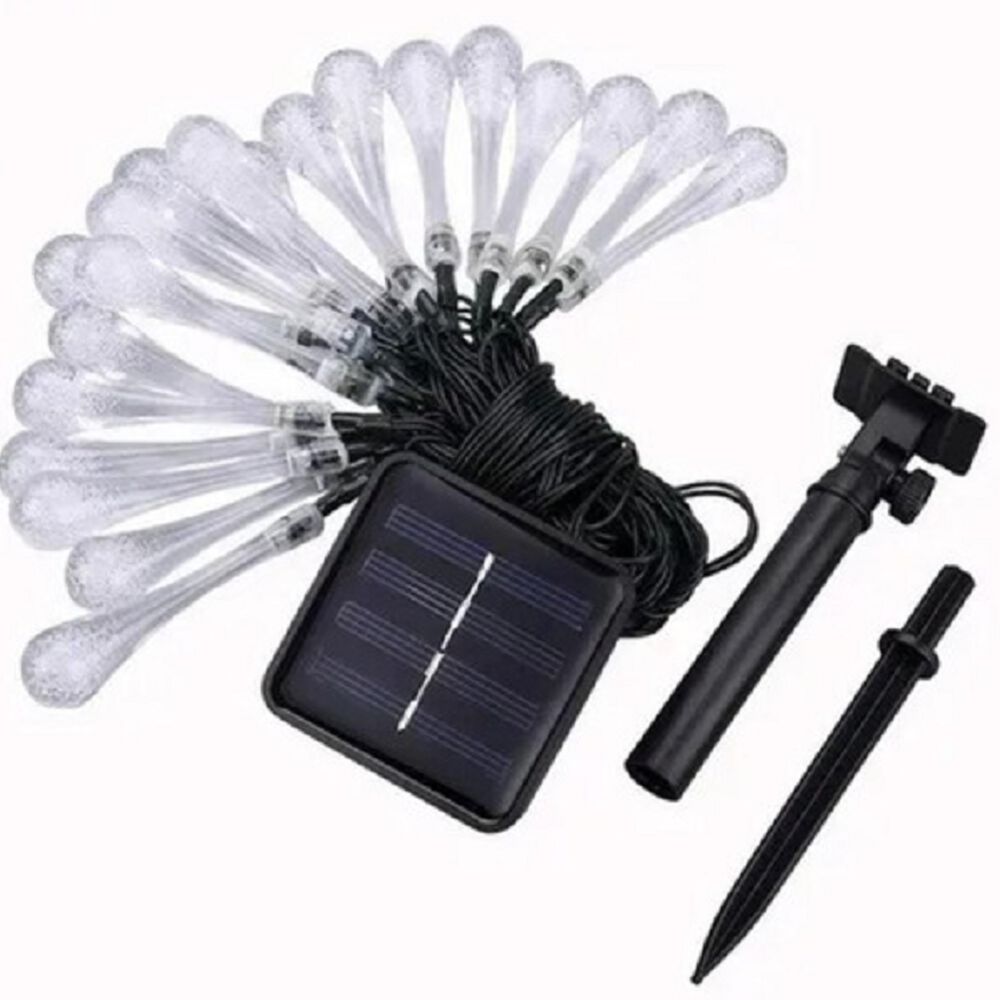 Guirnalda Luz Led Forma Gota De Agua Con Carga Solar Jardin image number 2.0