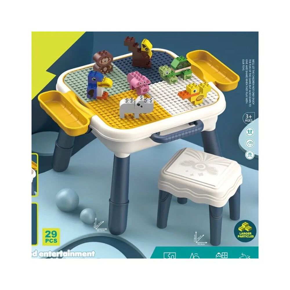 Bloques De Construccion Ensamblados Mesa Y Silla Niños image number 1.0