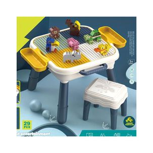Bloques De Construccion Ensamblados Mesa Y Silla Niños