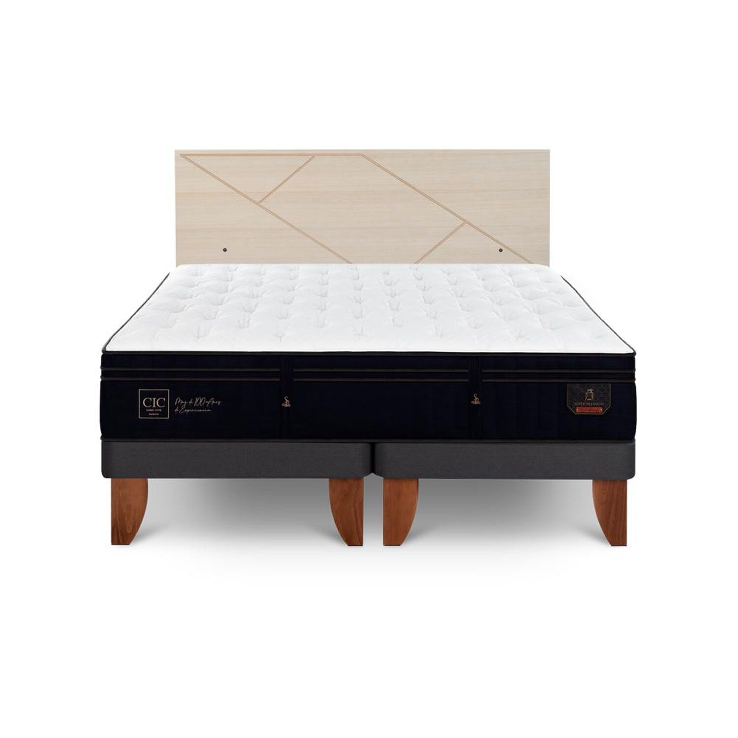 Cama Europea Cic Linea Premium / 2 Plazas / Base Dividida + Respaldo image number 0.0