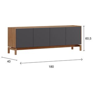 Rack Barcelona 2 Puertas + 2 Cajones Grafito-roble