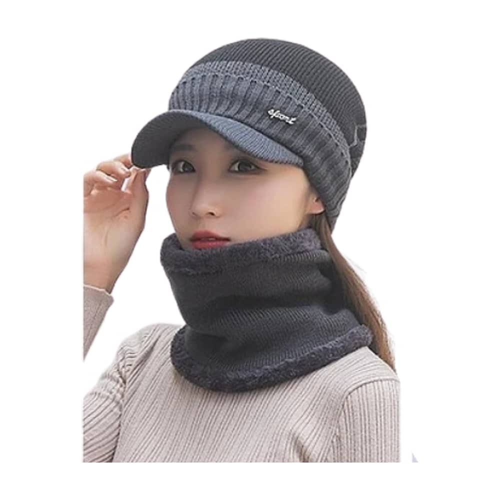 Set Calentador De Gorro Con Visera M&aacute;s Bufanda Unisex image number 3.0
