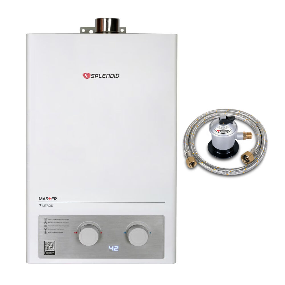 Pack Calefont 7 Litros Gas Licuado Tiro Forzado + Regulador image number 0.0