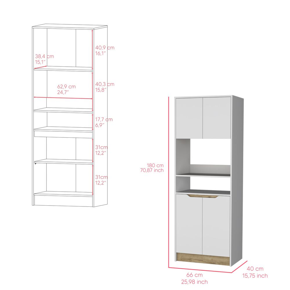 Mueble Microondas 4 Puertas Fm-008b Blanco Y Café Claro image number 6.0