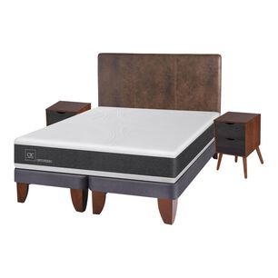 Cama Europea Cic Ortopedic / King / Base Dividida  + Set De Maderas
