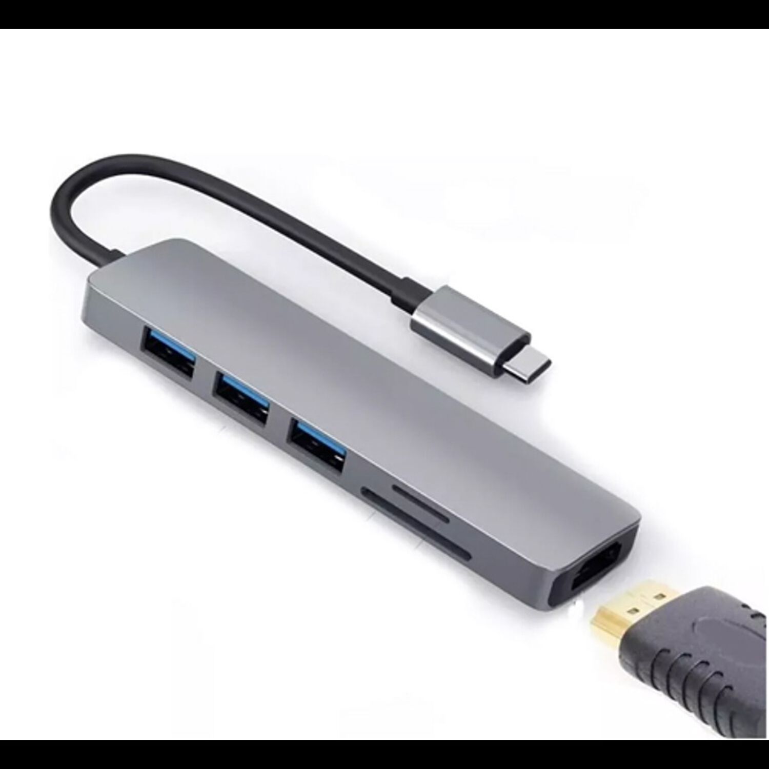 Adaptador Usb Hub Hdmi Tipo C 3 X Usb 3.0 6en1 image number 0.0