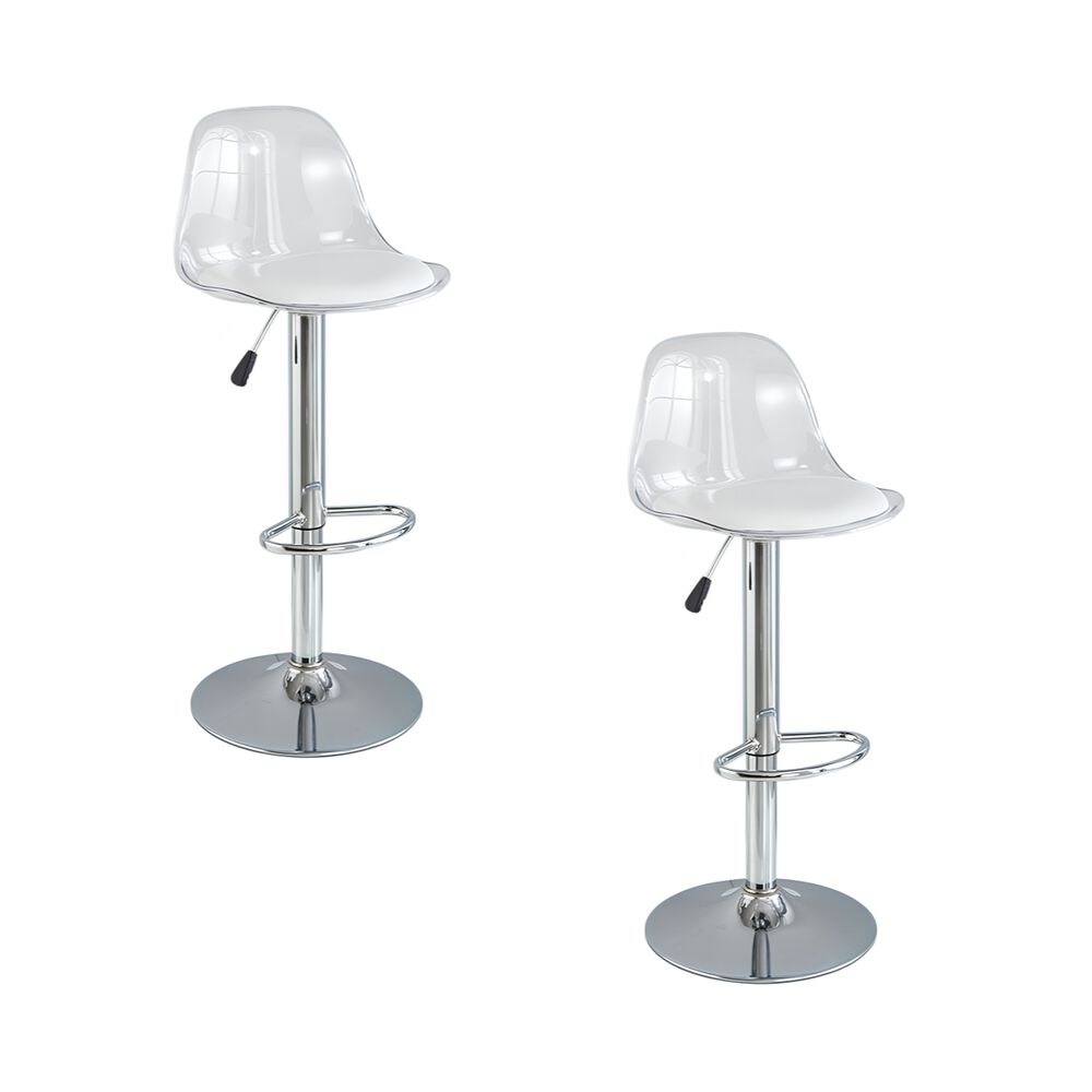 Pack 2 Sillas Piso Bar Blancas Altura Regulable Con Respaldo image number 0.0