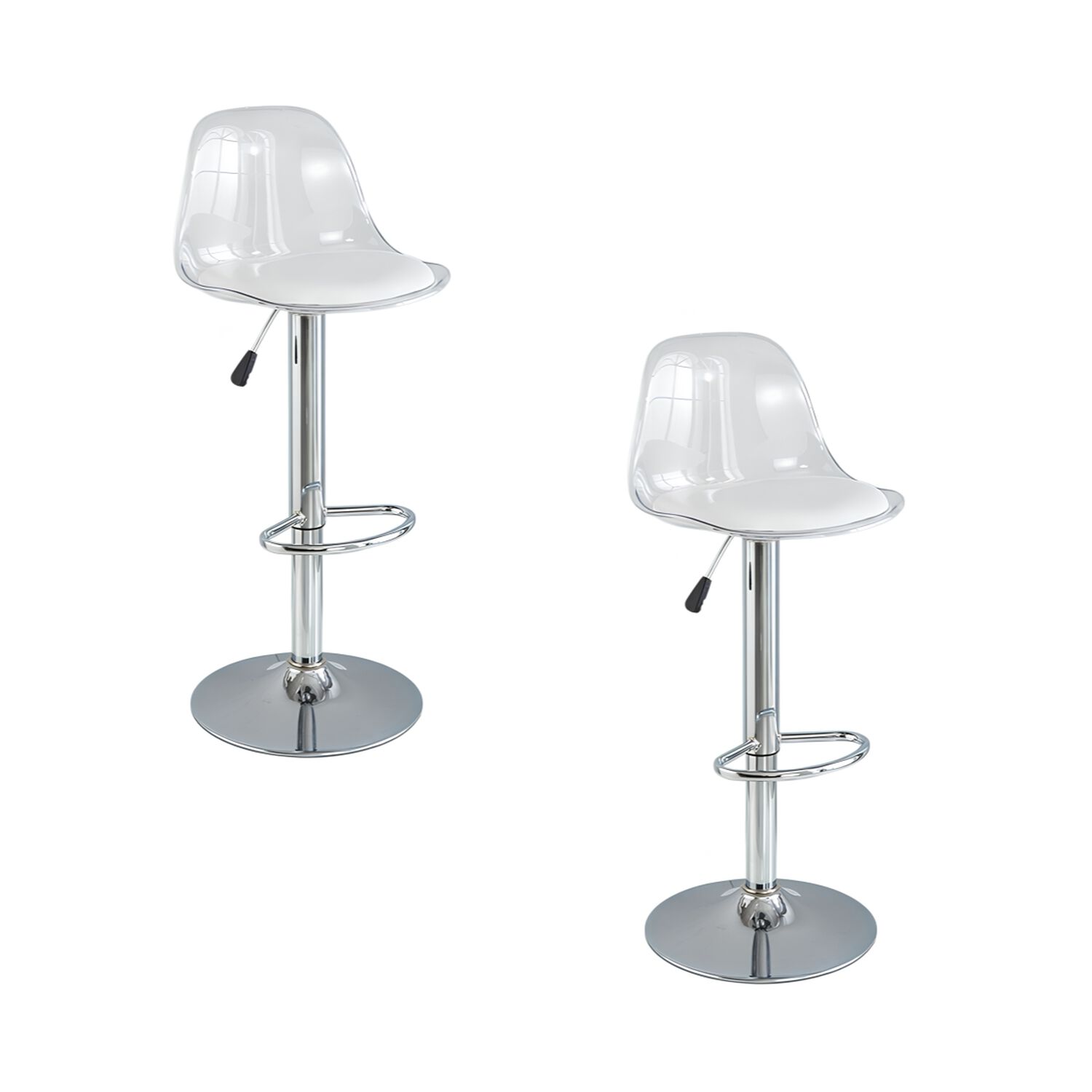 Pack 2 Sillas Piso Bar Blancas Altura Regulable Con Respaldo image number 0.0