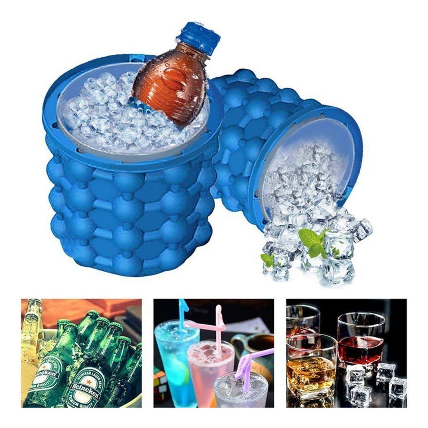Molde Cubeta Hielos Silicona Flexible Azul 12 Cavidades image number 1.0