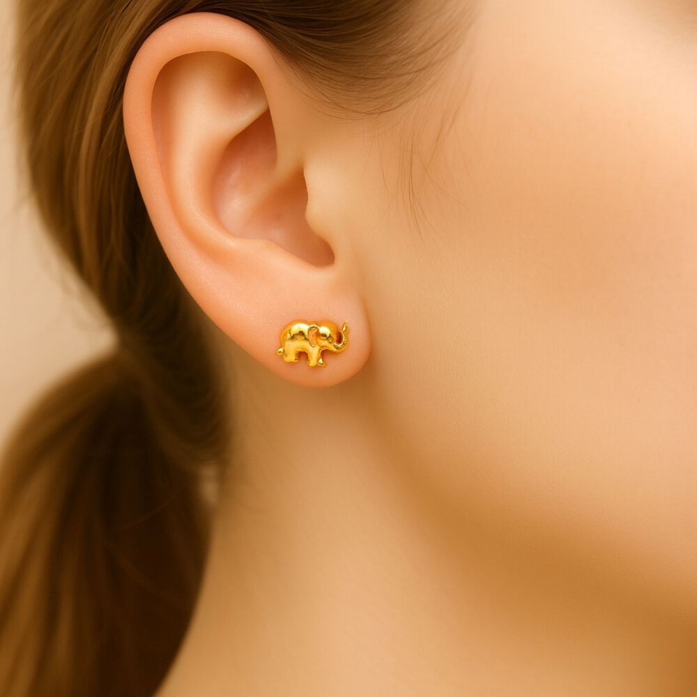 Aros Elefante Oro 18k 6mm Atornillados 0.90gr Ni&ntilde;a Juvenil Hipoalerg&eacute;nicos image number 2.0