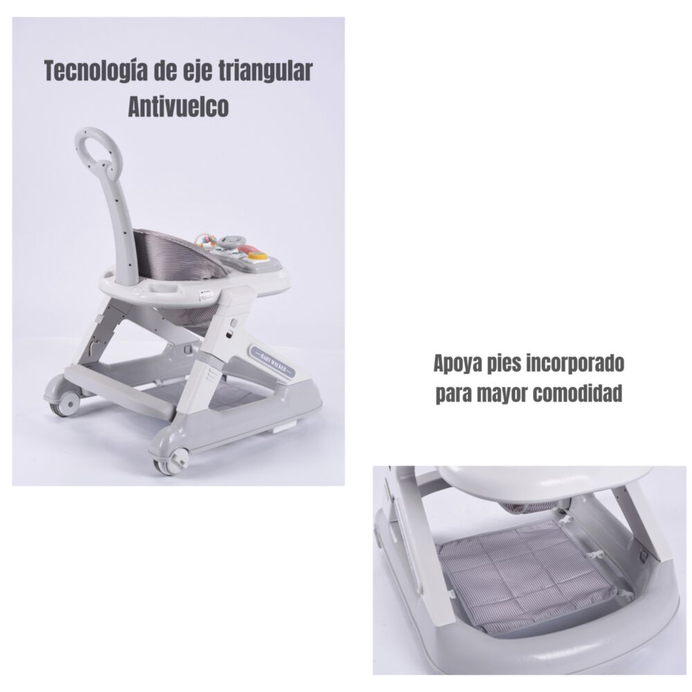 Andador Caminador 5 En 1 Con Apoya Pies Gris Lubabycas image number 7.0