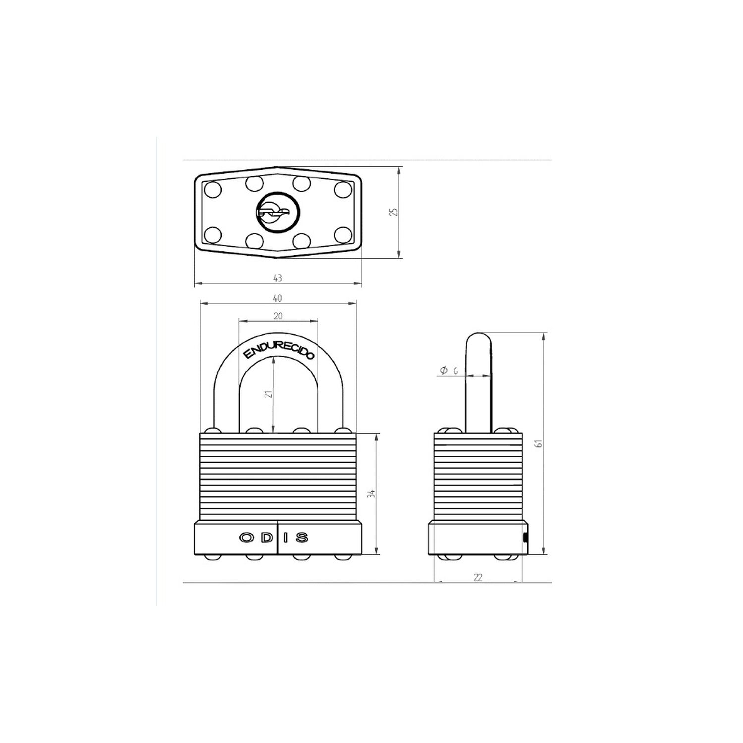 Pack 2 Candados Odis Laminado 40mm - Llaves Iguales image number 7.0