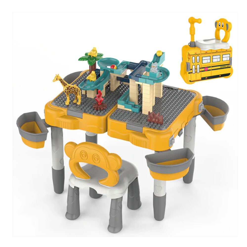 Juguete Mesa De Bloques Con Silla 168 Piezas Accesorios image number 1.0