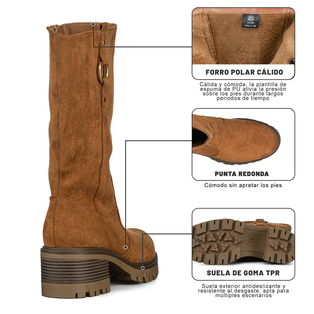 Botas Largas Casual De Gamuza Vintage Mujer Weide Hx513 image number 8.0