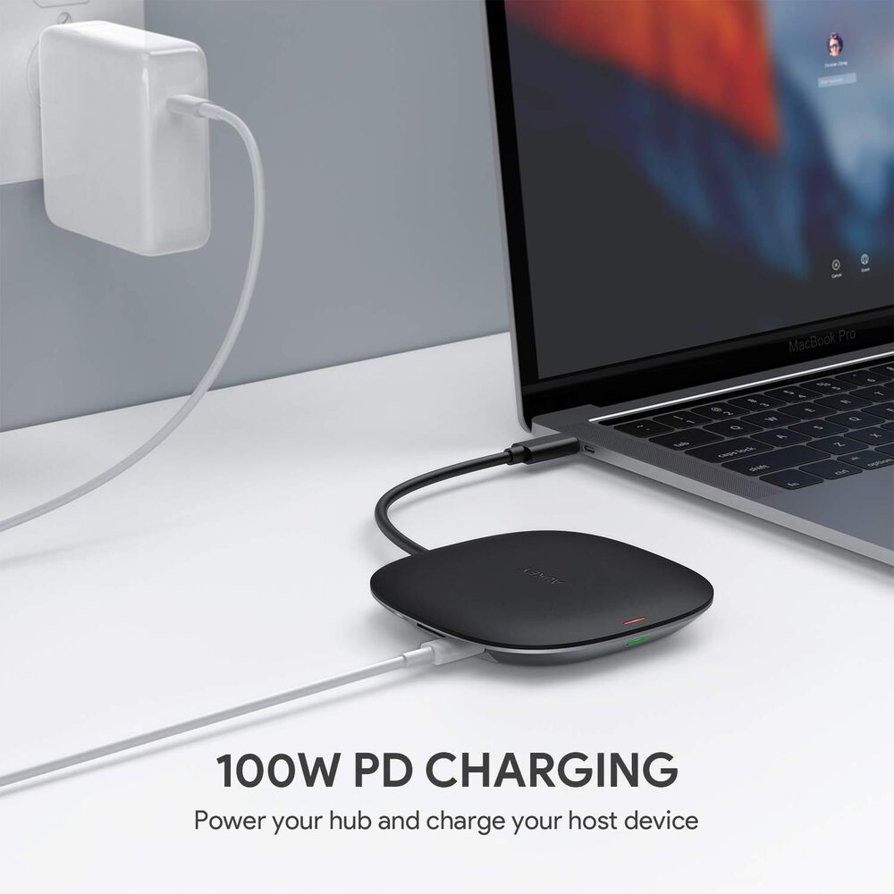 Aukey Hub 5 En 1 Usb-c Con Carga Inalámbrica Negro - Cb-c70 image number 1.0