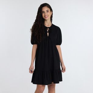 Vestido Con Amarras Manga Corta Cuello Redondo Mujer Freedom