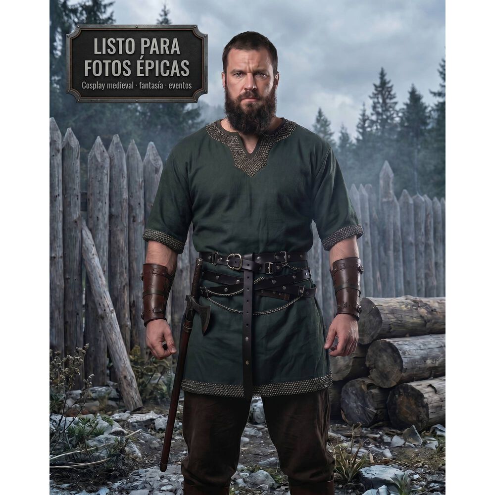 Cinturon Vikingo Medieval De Cuero Pu Accesorio Cosplay image number 29.0