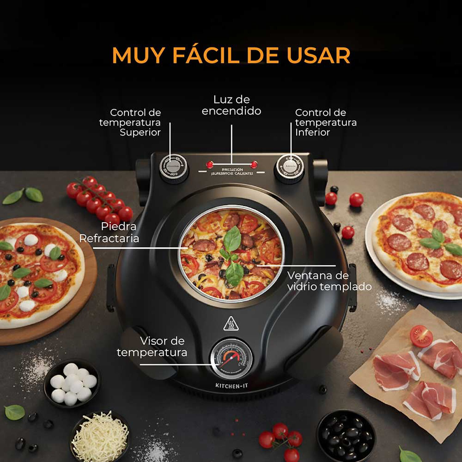 Horno Pizza A La Piedra Black Edition Kitchen-it image number 3.0