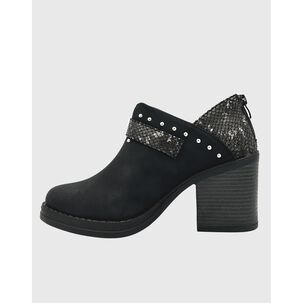 Botin Para Mujer Con Taco Y Hebilla Campera Negro Danicolle