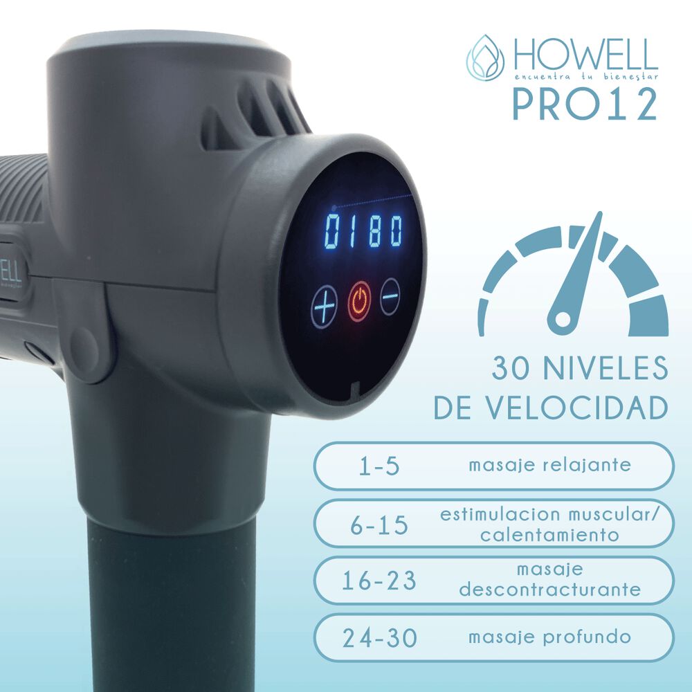 Pistola De Masajes Corporal Howell Pro 12 Masajeador Espalda image number 7.0