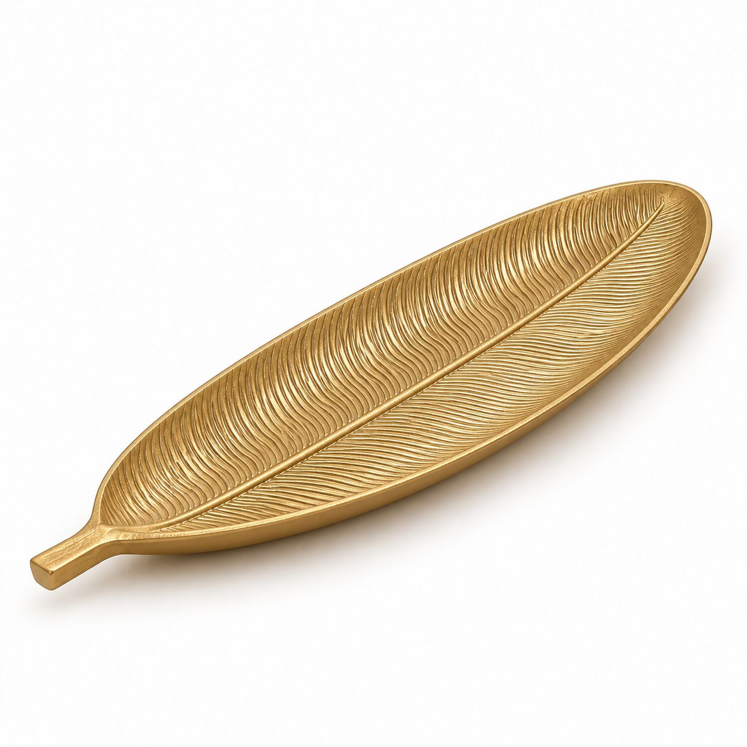 Bandeja Decorativa Forma De Hoja Estilo Moderno Organico 40 Cm Color Dorado image number 4.0