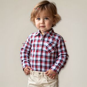 Camisa Huaso Cuadrill&eacute; Cuadro Manga Larga 100% Algod&oacute;n Azul Blanco Casual