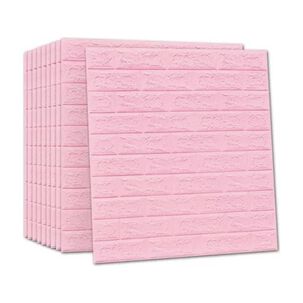 Pack 10 Lamina Papel Mural Autoadhesivo 3d Ladrillo Rosa