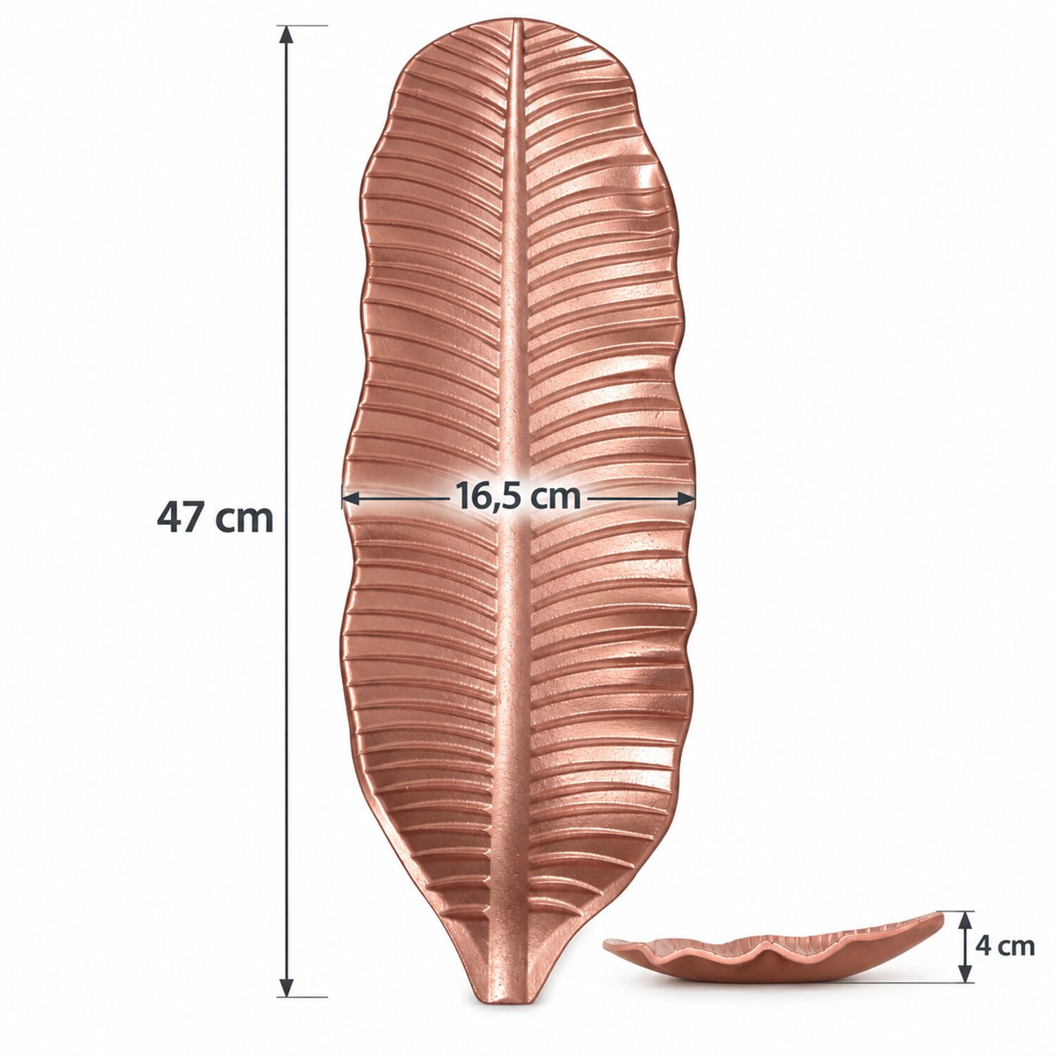 Bandeja Decorativa Forma Hoja Alargada Rose Gold 47 Cm image number 7.0