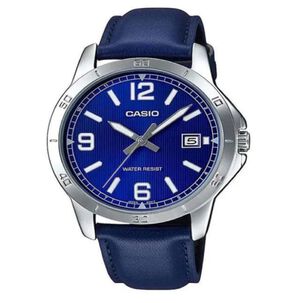 Reloj Mtp-v004l-2b Hombre Analogo Cuero
