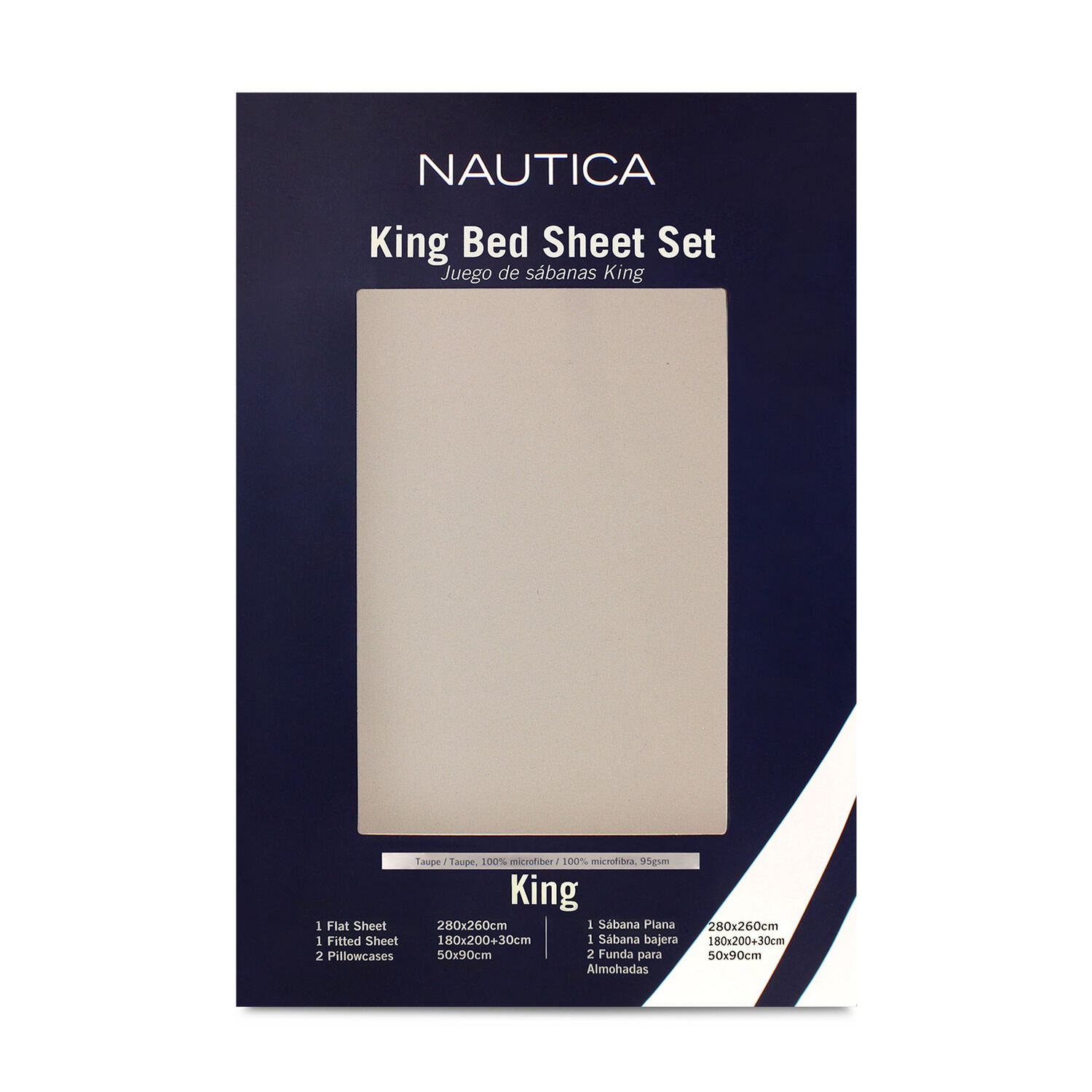 Juego De S&aacute;banas Nautica 4 Piezas Microfibra King Beige image number 3.0