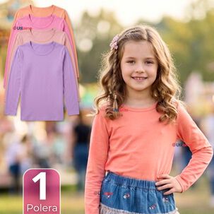 Camiseta Polera Bamb&uacute; Cuello Redondo Primera Capa Manga Larga Colores Surtido Ni&ntilde;a