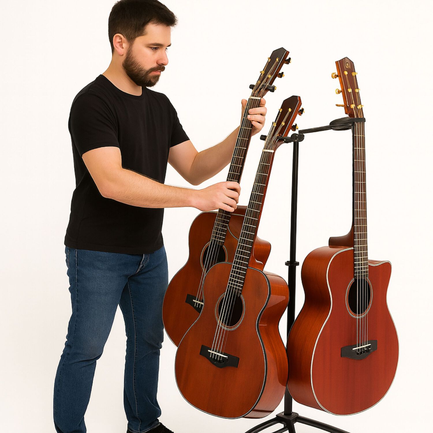 Atril Met&aacute;lico Profesional Para 3 Instrumentos De Cuerda image number 5.0