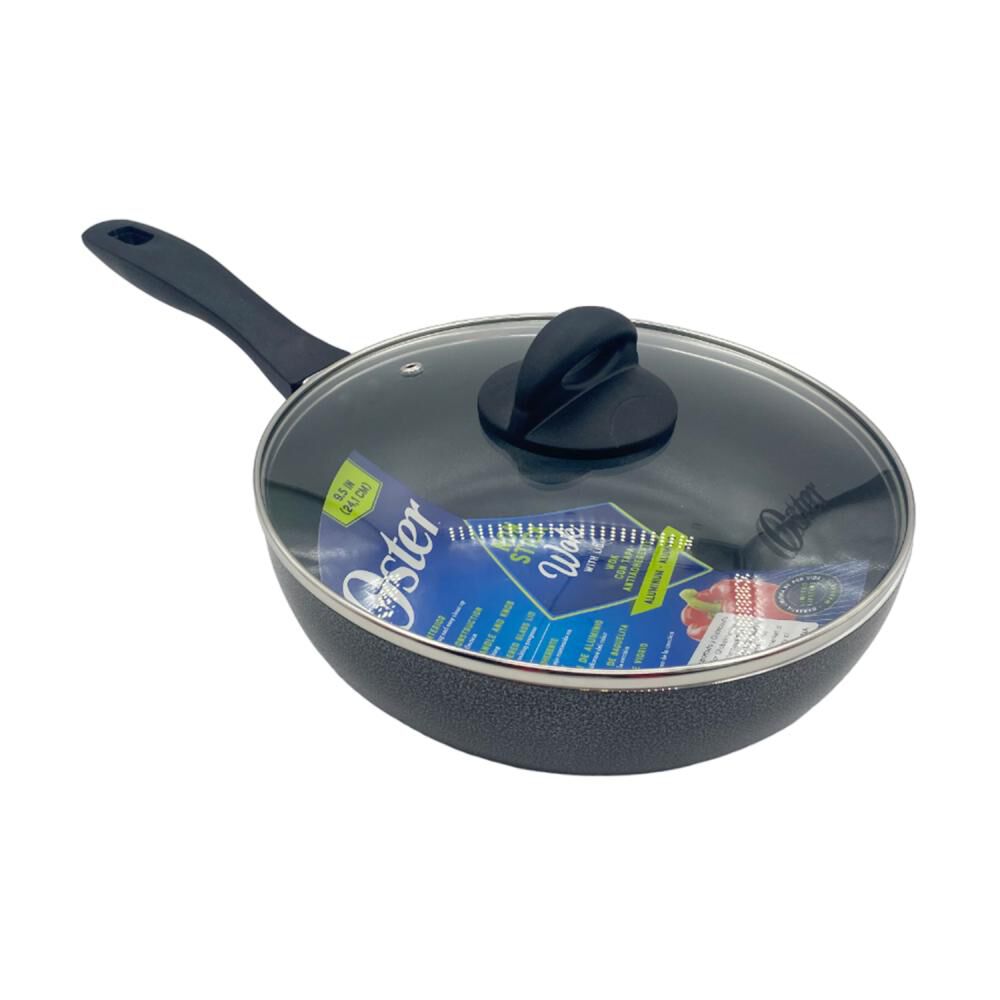 Wok Aluminio Con Tapa Bastone Oster / 24.5 Cm / 2 Piezas image number 1.0