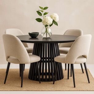 Mesa Redonda De Comedor 120 Cm Madera Natural Base Estilo Rejilla