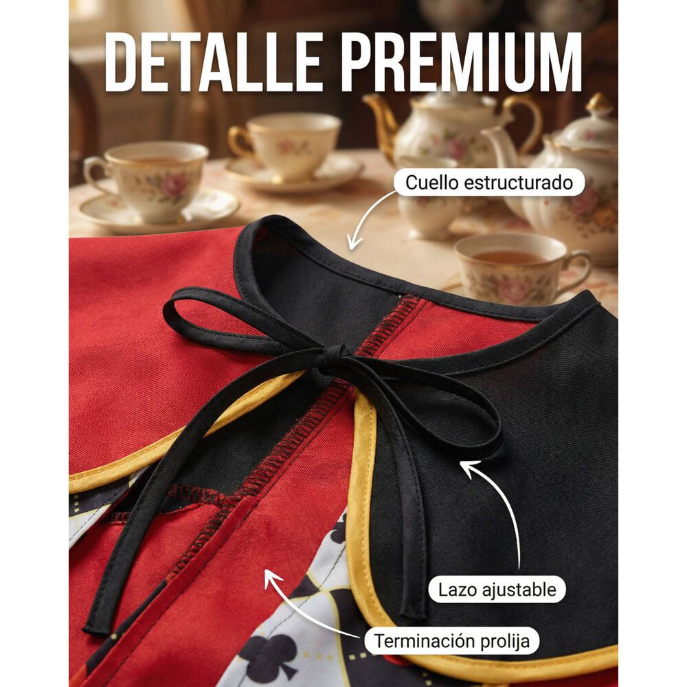 Disfraz T&uacute;nica Reina De Corazones Inspirada En Alicia En El Pa&iacute;s De Las Maravillas Para Cosplay Halloween Y Fiestas Tem&aacute;ticas image number 3.0