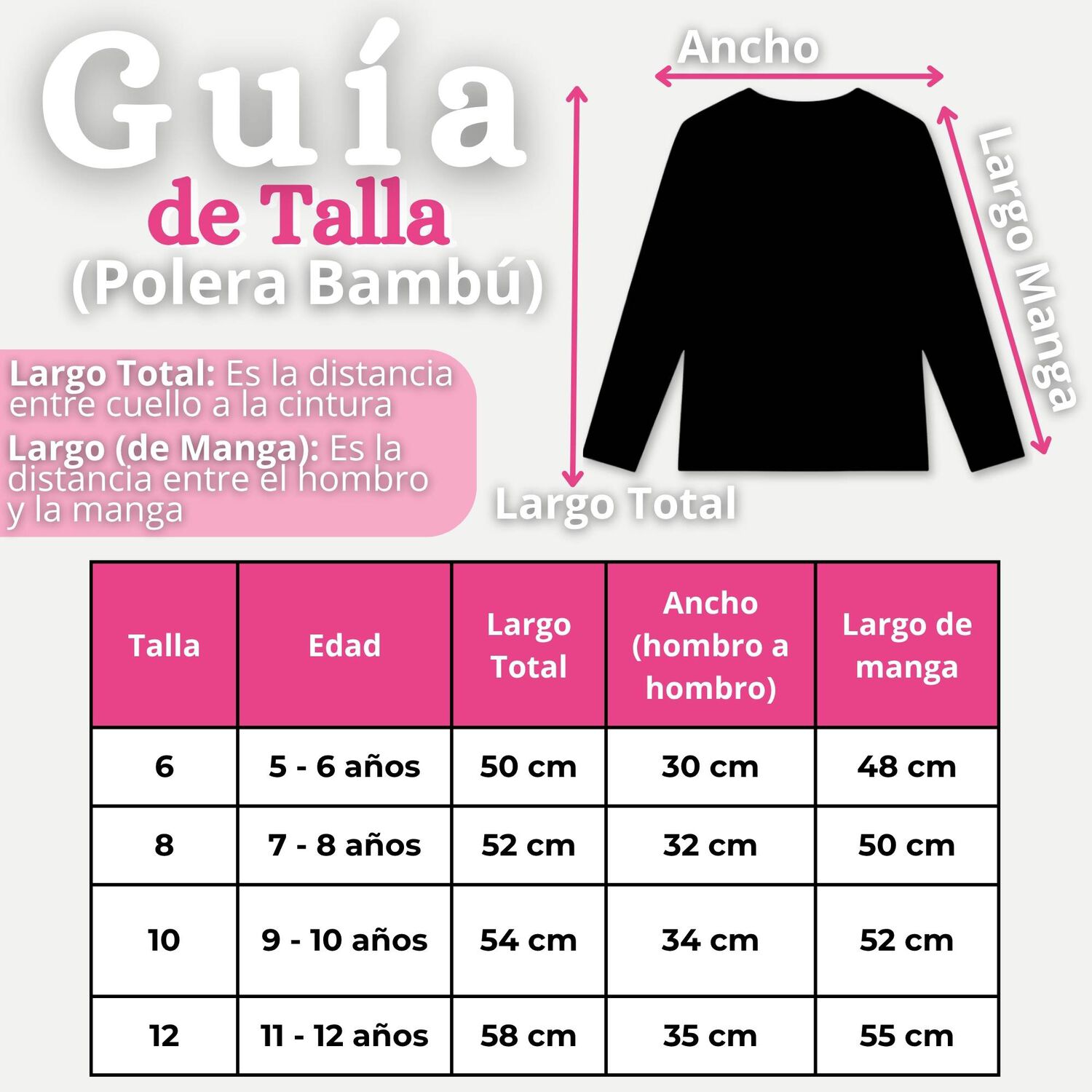 Camiseta Polera Bamb&uacute; Cuello Redondo Primera Capa Manga Larga Colores Surtido Ni&ntilde;a image number 2.0