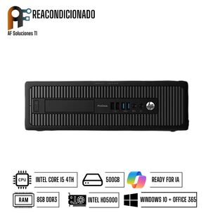 Computador Hp Prodesk 600 G1(i5 4th-8gb-500gb) (win10-office365) Reacondicionado.