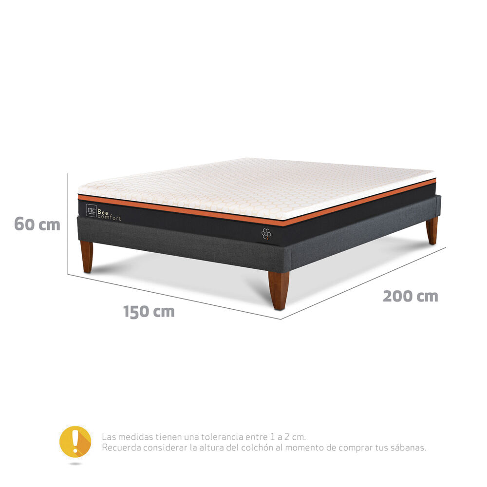 Cama Europea Cic Bee Comfort / 2 Plazas / Base Normal image number 2.0