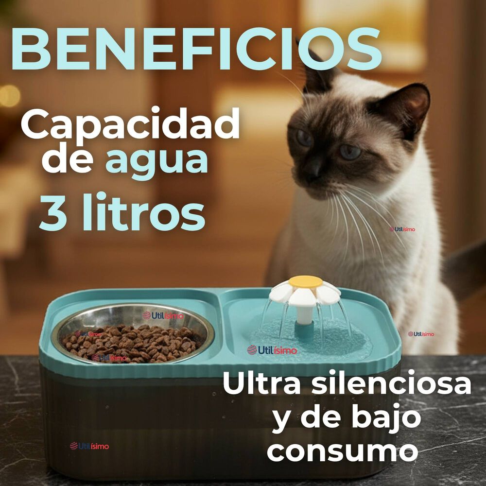 Fuente De Agua Bebedero 2 En 1 Eléctrico Para Gatos 3 Litros image number 4.0