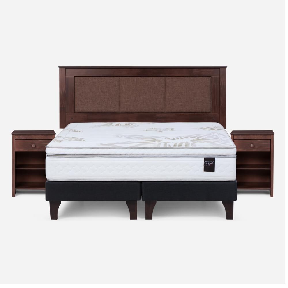 Cama Europea Rosen Art 4 / 2 Plazas / Base Dividida + Set De Maderas image number 0.0