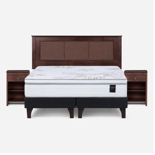 Cama Europea Rosen Art 4 / 2 Plazas / Base Dividida + Set De Maderas