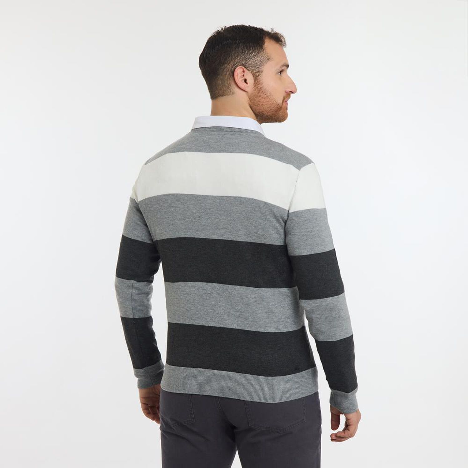 Sweater Rayas Regular Manga Larga Cuello Redondo Hombre Herald image number 3.0
