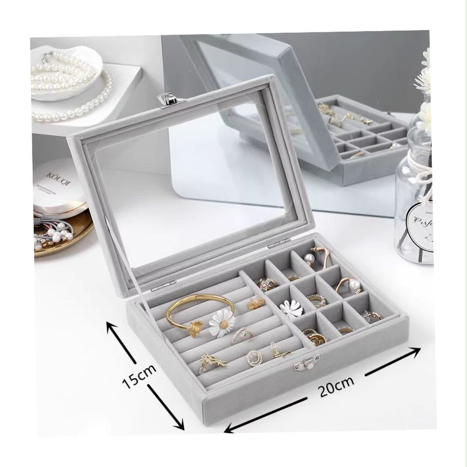Alhajero Caja Organizadora De Joyas Portatil Gris image number 2.0