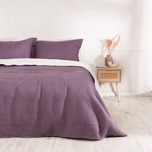 Quilt Sherpa Liso 2 Plazas Morado