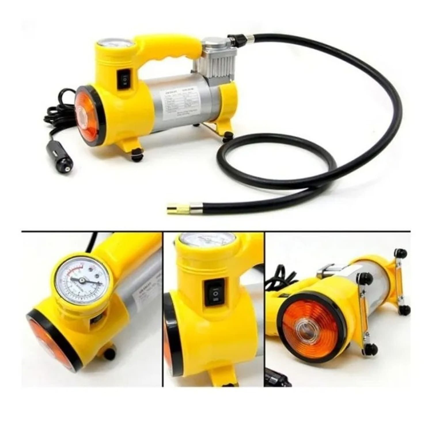 Compresor Aire Vehiculos Ciclas Inflador 2 Cilindros Amarillo 12v image number 2.0