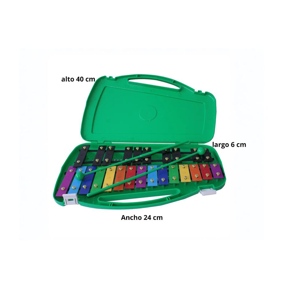 Metal&oacute;fono Crom&aacute;tico De 25 Tonos Verde + Baqueta Adicional image number 3.0