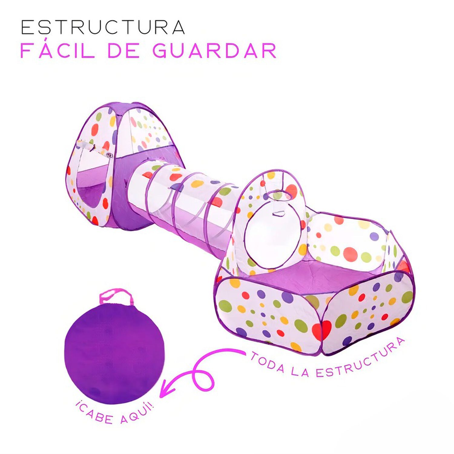 Carpa Tunel Alberca Gusano Pelotas Casa Did&aacute;ctico Morado image number 1.0